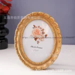 Chic 7-Inch Gold Floral Resin Oval Frame for Timeless Memories