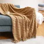 Luxury Chunky Knit Throw Blanket Halloween Textured Blankets for Home Decor Soft Cozy Cable Gift Knitted Blanket with Tassels