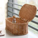 Bohemian Imitation Rattan Storage Basket - Woven Storage Box, Dust-proof Cutlery Frame, Home Decoration Basket Kitchen Organizer - Image 2