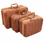 Retro PP Rattan Baskets Picnic Storage Basket Wicker Suitcase with Hand Gift Box Woven Cosmetic Storage Box Organization Storage - Image 6