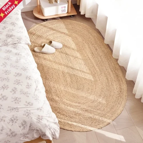 Handwoven Rattan Round Carpets For Living Room Bedroom Straw Rugs Natural Plants Floor Mats Bedside Garden Table Grass Mat