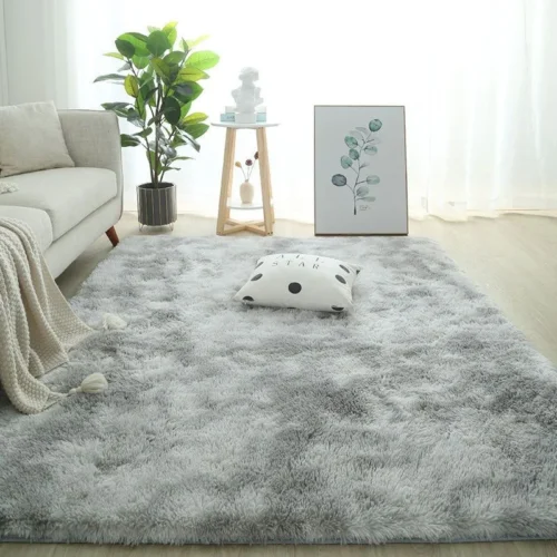 Luxurious Gray Plush Carpet - Soft Anti-Slip Rug for Home