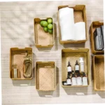 woven Seaweed Storage Baskets Rectangular Organizer Boxes Pantry Storage Laundry Basket Lid Home - Image 2