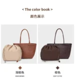 Fashion Leather Handbags Women's Leather Weaving Casual Shopping Bag Vintage Basket Tote Purse Cowhide Cross Shopping bag - Image 6