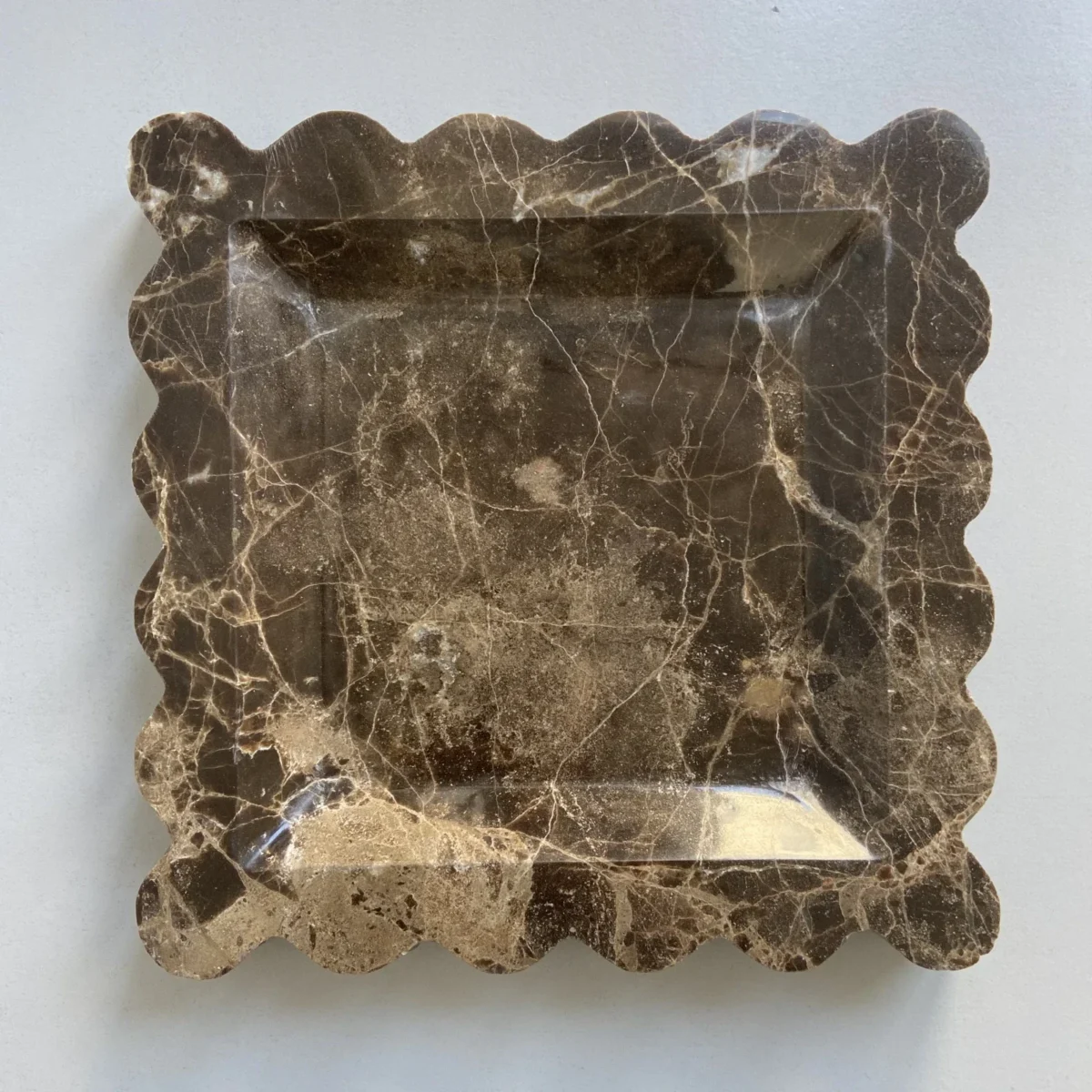Square Scallop Tray Travertine Beige Yellow Purple VOLAKAS Jazz White Marble Stone jewelry Trinkets Catchall Dish - Image 1