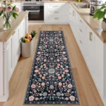 Hallway Runner rug Kitchen Carpet Non-slip Bohemian Washable Floral mat Soft Low Pile Entrance Floor Mat Laundry Room Bath Mats - Image 3
