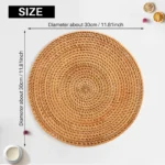 Handwoven Rattan Placemats,Round Wicker Table Mats, Natural Woven Placemats For Dinner Table,Heat Resistant Mats - Image 6