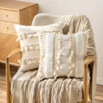 Lace Ball Tassels Cushion Cover 30X50/45X45cm Northern Europe Cotton Simple Throw Pillow Case For Lliving Room Home Decoration - Image 4