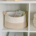 Rope Woven Baskets for Organizing Woven Rope Storage Basket Multifunctional Toy Basket for Desktop Nursery Office Bathroom Books - Image 4