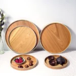 Elegant Japanese Wooden Round Tray for Stylish Food Presentation - Image 4