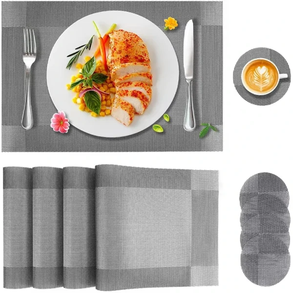 Sleek PVC Dining Placemats - Stylish, Anti-Slip Table Mats