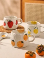 1 hand-painted ceramic coffee cup with fruit pattern, perfect for home, office, event gifts, holiday gifts, birthday gifts - Image 3