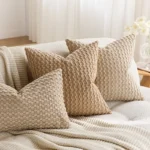 Soft Corduroy Throw Pillow Covers Solid Striped Fabric Cushion Case for Home Sofa Living Room Bed Decoration