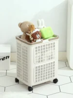 Nordic Sle Foldable Plastic Laundry Basket with Wheels Batoom Dir Clothes Hamper Storage Basket Home Use Clothes Organizer - Image 2
