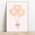 Pink Bow Balloons Swan Teddy Bear Cherry Watercolor Posters Prints Canvas Printing Wall Art Picture for Living Room Home Decor - Image 4