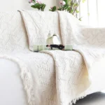 French White Sofa Full Cover Cloth American Sandhair Towel Dust Cover Sofa Cover ins Sandhair Blanket Lunch Break Cover Blanket - Image 4
