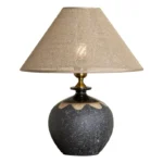 Handmade Ceramic Table Lamp with Linen Shade - Wabi-Sabi Style Organic Texture, Bedroom Living Room Decor - Image 5