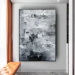 Handcrafted Gray Abstract Oil Canvas Art for Modern Living Spaces - Image 3