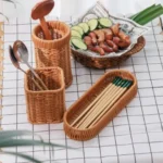 Hardness Rattan Wicker Woven Serving Baskets Household 7 Styles Drain Chopstick Fork Spoon Holder Handwoven Rattan Basket - Image 2