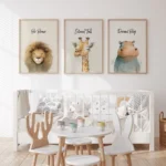 Safari Animal Nursery Wall Art Canvas Paintings Posters and Prints Inspirational Sayings Pictures for Baby and Kid Bedroom Decor - Image 3