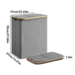 Foldable Dirty Clothes Basket With 2 Section Inner Bag with Lid/Handle Laundry Basket Waterproof Large Size Washing Baskets - Image 6