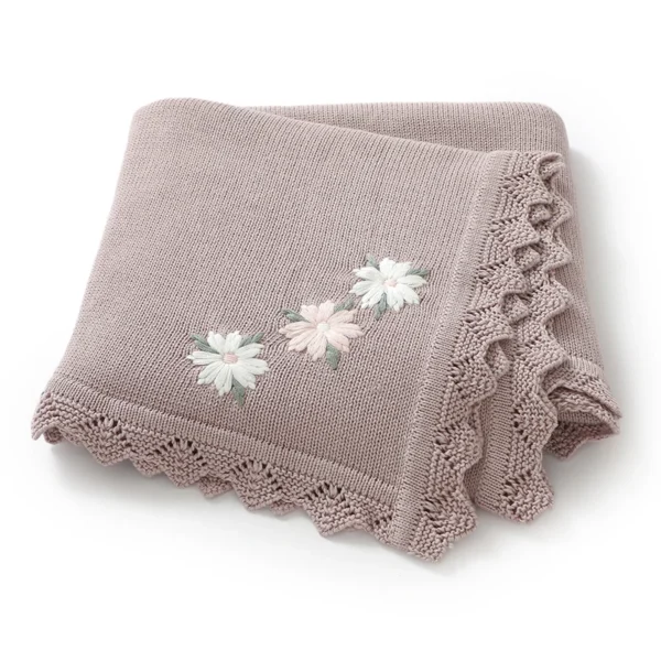 Baby Floral Knitted Blankets Newborn Boys Girls 100*80cm Swaddle Wrap Plaid Quilts for Stroller Bassinet Breathable Infant Throw