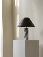 Italian Designer Marble Table Lamp Creative Iron Lampshade Bedside Living Room Decoration Item Luxury Desk Light Stone Base - Image 6