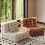 Portable Lazy Beanbag Chair Faux Leather Waffle Pouf Couch Bean Bag Cover Without Filler Puff Chaise Lounge Recliner Sofa Bed Ot - Image 4