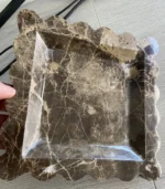 Square Scallop Tray Travertine Beige Yellow Purple VOLAKAS Jazz White Marble Stone jewelry Trinkets Catchall Dish - Image 3