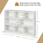 Wood Storage Cube Bookcase, 3 Tier 8 Cube Open Shelf Storage Cabinet, Multipurpose Bookshelf, Display Shelf for Living Room, Bed - Image 3