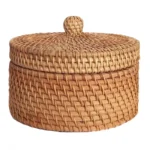 Handwoven Rattan Storage Box with Lid Wicker Tea Food Container Picnic Bread Fruit Cake Basket Kitchen Organizer B - Image 6