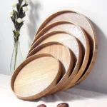 Elegant Japanese Wooden Round Tray for Stylish Food Presentation - Image 2