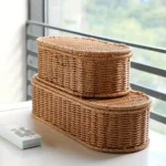 Bohemian Imitation Rattan Storage Basket - Woven Storage Box, Dust-proof Cutlery Frame, Home Decoration Basket Kitchen Organizer - Image 3