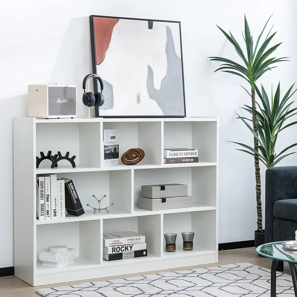 Wood Storage Cube Bookcase, 3 Tier 8 Cube Open Shelf Storage Cabinet, Multipurpose Bookshelf, Display Shelf for Living Room, Bed - Image 2