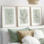 3pcs Green Pink Sage Flower Wall Art Prints Botanical Modern Art Canvas Posters Neutral Floral Wall Decor Gallery Wall Decor - Image 5