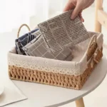 Wicker Baskets Storage Baskets Sundries Organizer with Lid Bathroom Clothes Laundry Basket Household Towel Toys Container Basket - Image 4