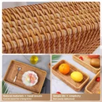 Multi-size Wicker Tray Handwoven Rattan Storage BasketPicnic Basket Food Plate Fruit Cake Sundries Box Home Desk Decoration - Image 4