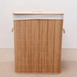 Foldable Bamboo Laundry Basket with Lid 60l Capacity Storage Bin for Efficient Home Clothes Organizer 40x30x50cm Space Saving - Image 3
