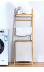 Multi-Functional Standalone Home Bamboo Material Laundry Basket Multi-Layer Storage elf Organizer l Fiber Basket