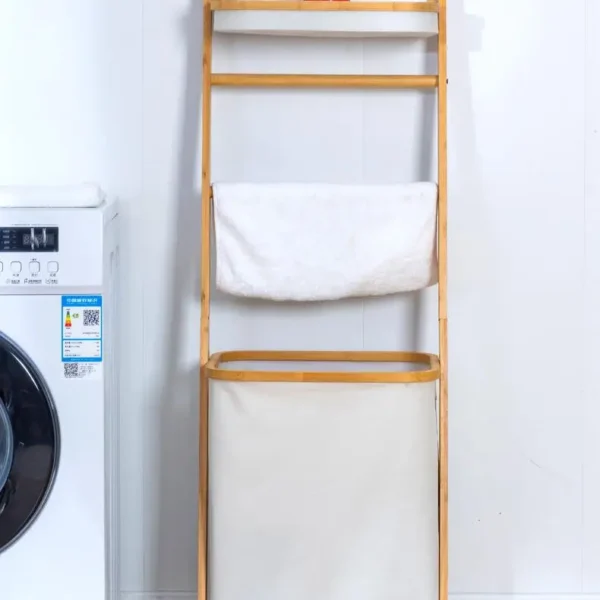 Multi-Functional Standalone Home Bamboo Material Laundry Basket Multi-Layer Storage elf Organizer l Fiber Basket
