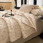 Ultra Soft Taffeta Luxury Throw Blanket Lightweight Multi Purpose for Bed Sofa Travel Napping Cozy Warm Plush Cream White Gift