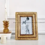 European Gold Lace Resin Photo Frame 4x6 Inch Dual Display Horizontal/Vertical Ornate Home Decor with Decorative Border