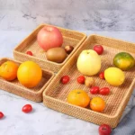 Multi-size Wicker Tray Handwoven Rattan Storage BasketPicnic Basket Food Plate Fruit Cake Sundries Box Home Desk Decoration - Image 5