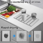 Stone Drying Mat Foldable Stone Dish Drying Mat Nonslip Stone Drying Pad Reusable Dish Drainer Mat Stone Kitchen Drying Mat - Image 3