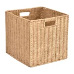 New Foldable Storage Box Imitation Rattan Woven Lattice Cabinet Storage Basket Sundries Snacks Clothes Toys Woven Storage Basket - Image 4
