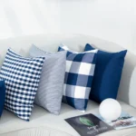 LEEJOOM Nordic Style Cushion Covers Checkered Stripe Pillowcase Blue Series Decor Home Decor Sofa Office Car 45x45cm/30x50cm