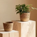 Straw Weaving Flower Plant Pot Wicker Basket Rattan Flowerpot Storage Basket Garden Flowerpot Handmade Woven Planter Basket - Image 2