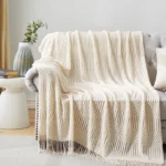 Luxurious White Boho Chunky Knit Throw Blanket for Cozy Elegance - Image 6