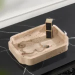 Natural Travertine Irregular Square Tray Design Ornament Home Hotel Bathroom Desktop Jewelry Cosmetics Storage Tray Decoration - Image 4