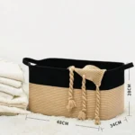 Cotton Rope Woven Dirty Clothes Basket Large Capacity Square Storage Basket Toys Blanket Storage Basket - Image 3